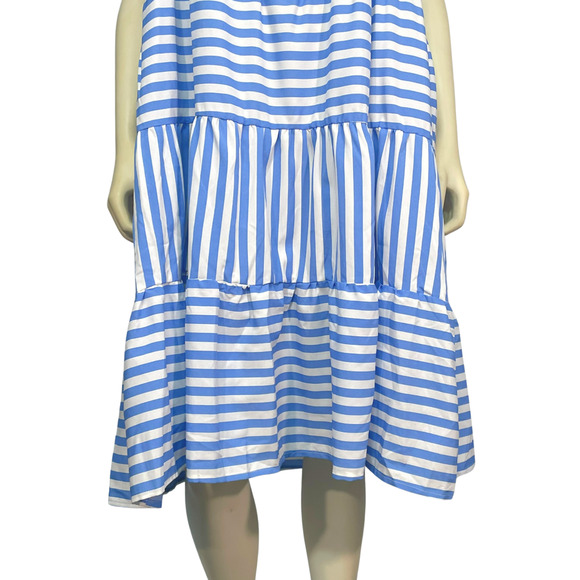 3-FOR-$30 Anna-Kaci Sz S Striped Babydoll Sun Dress Tiered Skirt Ruffle Blue New - Picture 8 of 12